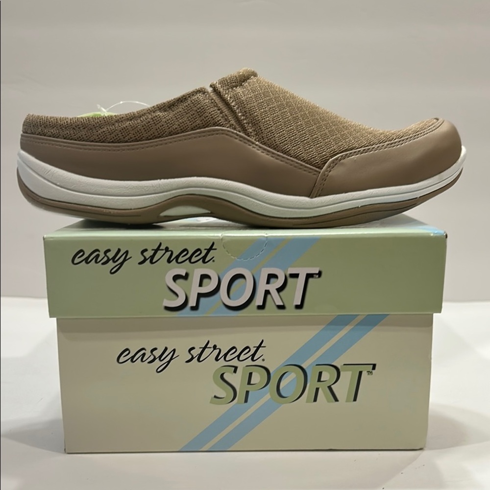 Easy Street Sport Woman's Fleet Tan Comfort Sneaker Mules - Size 7.5 M